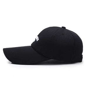 Classic black baseball cap with PLEASURES embroidery and extended visor for sun protection