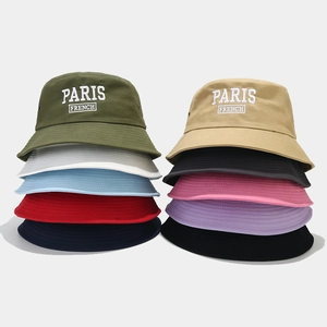 Collection of 10-color cotton fisherman hats with PARIS letter embroidery and sun protection