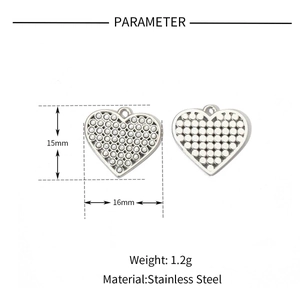 Polished stainless steel heart wing lock pendant 16x15mm dimensions and specifications