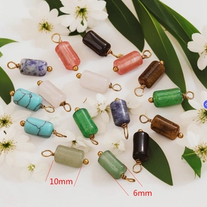Vintage natural stone cylinder pendants in various colors for DIY jewelry making