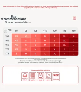 Guide des tailles pour soutien-gorge de yoga avec mesures de 155cm à 175cm