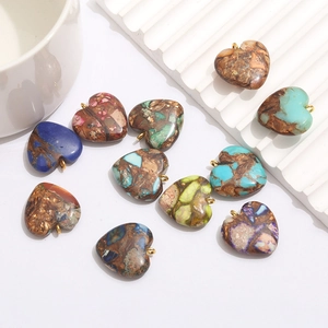 Pendentifs cœur en pierre impériale colorée avec anneaux pour création de bijoux DIY