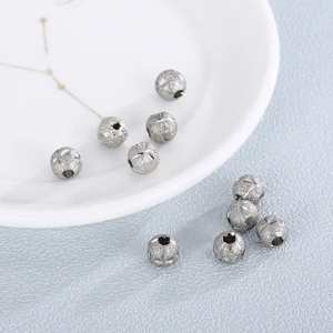 Frosted silver stainless steel spacer beads with sandblasted hollow texture finish
