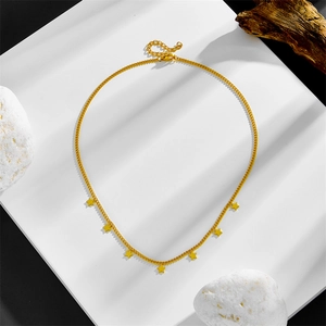 Fashion titanium steel gold necklace featuring multiple star pendants on a white background