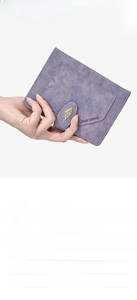 Close-up of purple PU leather passport wallet with detailed interior storage compartments