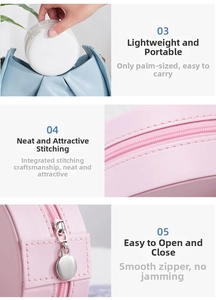 Close-up of circular PU leather jewelry case with precise stitching and smooth zipper