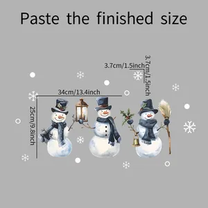 Specifiche dimensionali per adesivi murali natalizi con pupazzo di neve e fiocchi blu