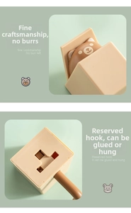 Detail of creative cartoon gravity hooks showing fine finish and dual mounting options