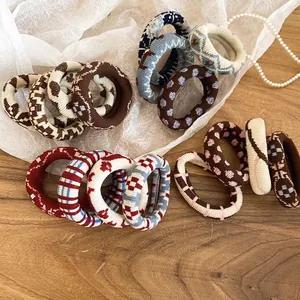 Lot de chouchous en tricot élastique avec motifs pied-de-poule et géométriques