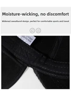 Detail of widened sweatband and mesh texture inside the polyester cotton baseball cap