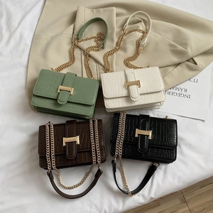 Fashionable crocodile pattern chain crossbody bags in four elegant colors for women