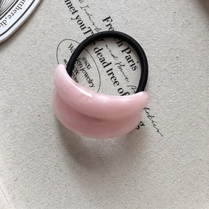 Pink marble acrylic minimalist hair tie with elastic band for daily ponytail styling