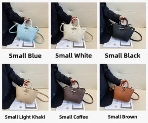 Six colors of textured leather bucket bags with iconic bamboo toggle closures and straps