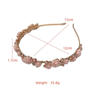 Detailed view of floral headband with size 15x12cm and weight 35.8g parameters