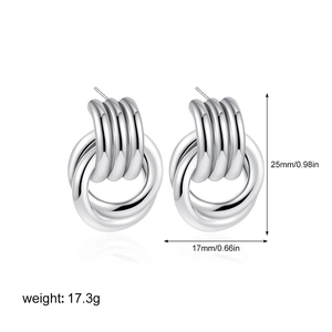 Detailed view of silver hoop earrings with size 25mm height and 17.3g weight data