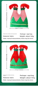 Size chart for Christmas elf leg hats with detailed dimensions and weight for both styles