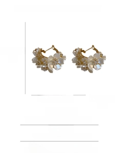 Detailed size chart for acrylic flower hoop earrings with S925 silver needles and rhinestones