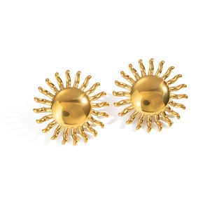 Boucles d'oreilles soleil en or 18K poli avec un fini métallique brillant