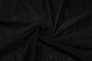 Close-up detail of high-quality black mesh fabric texture with fine net structure