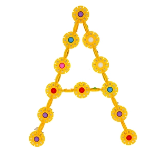 Educational snowflake building blocks assembled into letter A shape on white background