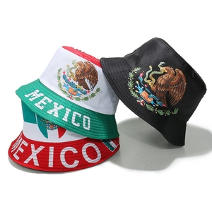 Bob En Polyester Drapeau Mexique Blason D Aigle Protection Solaire Hip Hop Streetwear Chapeau Extérieur Hommes Femmes