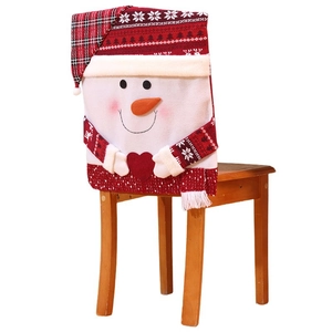 Christmas snowman chair cover in red and white soft fabric for festive dining room decor