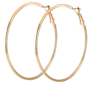 Classic large golden hoop earrings with high polish finish and secure hinge closure