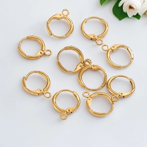 18K gold plated stainless steel French hoop earring hooks for DIY jewelry making