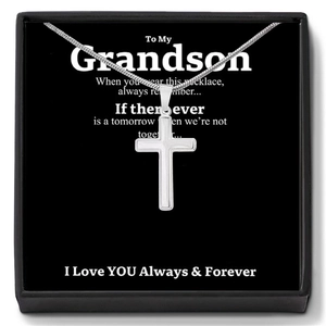 Titanium steel cross necklace for men in a black gift box with an inspirational card