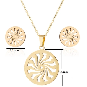 Parure de bijoux dorée avec collier spirale 25mm et boucles d'oreilles 11mm épurées