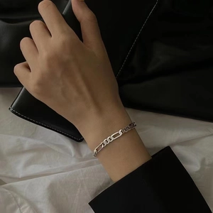 Men's double-layered titanium steel dragon bone chain bracelet with retro silver finish