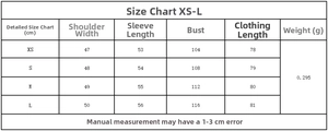 Detailed size chart for plaid shirt showing bust, length, and shoulder width in centimeters
