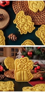 Close-up of Corgi dog shaped Christmas cookie cutters for festive fondant cake baking
