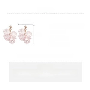 Detailed chart showing pink zircon shell flower earrings with material and size parameters