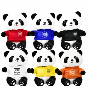 Simpatico Peluche Panda Con Maglietta Colorata Bambola Animale di Stoffa Per Bambini Adulti Souvenir da Ufficio Regalo Aziendale