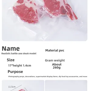 Dimensioni dettagliate di un modello di bistecca tomahawk in PVC sotto vuoto
