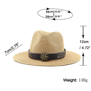Britischer Strohhut im Fedora-Stil mit Lederband und Vintage-Metallschnalle