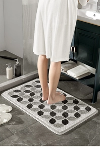 Tappetino da bagno assorbente con motivo geometrico grigio e morbida texture