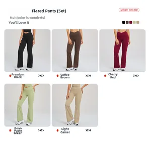 Comparaison de cinq couleurs pour l'ensemble de yoga évasé à taille haute pour femmes
