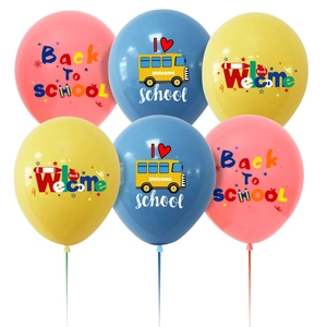 Back To School Latex Balloons Printed Welcome School Party Classroom Decoration Colorful Cartoon School Bus Pattern