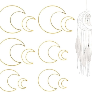Golden moon shaped metal hoops for DIY dreamcatcher crafts in various sizes