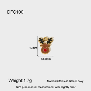 Detail view of a 17mm stainless steel reindeer charm with brown epoxy for DIY jewelry