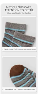 Detail of striped cotton socks with elastic cuffs and a comfortable reinforced toe design
