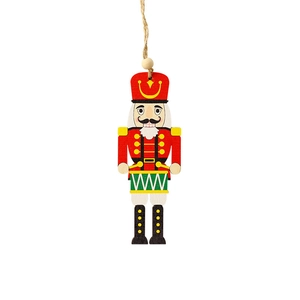 Classic wooden nutcracker soldier Christmas tree ornament with colorful painted details