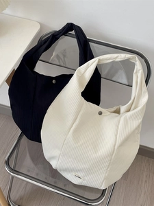 Bolso De Hombro Grande Textura Pana Minimalista Estilo Coreano Informal Para Mujer Uso Diario