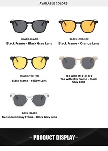 Detailed comparison of vintage square sunglasses in five stylish frame and lens colors