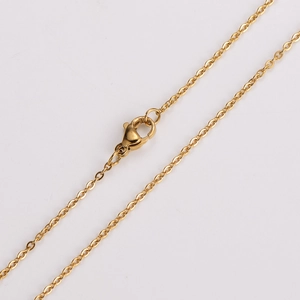 18K gold plated stainless steel cable chain necklace with a secure lobster clasp