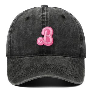 Vintage Washed Cotton Baseball Cap Distressed Peaked Hat With Letter B Embroidery Adjustable Buckle For Outdoor Casual
