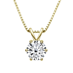 Elegante Damen Halskette mit klassischem sechs Krappen runder Zirkon Anhänger Schmuck.