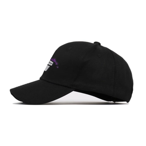 Klassische schwarze Baumwoll-Baseballkappe mit lila Eiscreme-Stickerei an der Seite